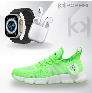 Combo RUNNER! Smartwatch ULTRA 8 + Tenis RUNFIT + Fone Bluetooth Airdots