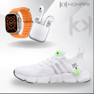 Combo RUNNER! Smartwatch ULTRA 8 + Tenis RUNFIT + Fone Bluetooth Airdots